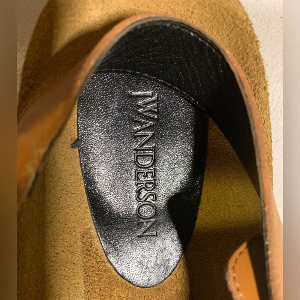 JW ANDERSON Cognac Brown Leather Chain Link Slingback Sandals size 12 NWOB - Picture 15 of 16